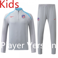 Player Version 2024-2025 Atletico Madrid Gray Kids/Youth Soccer Tracksuit -4627