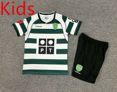 Retro Version 01-03 Sporting Clube de Portugal Home White&Green Kid/Youth Soccer Uniform-7809