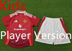 Player Version 2024-2025 Manchester United Home Red Kids/Youth Soccer Uniform-9926
