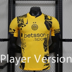 With Sponsor Player Version 2024-2025 Inter Milan 2nd Away Yellow Thailand Soccer Jersey AAA-888