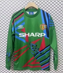 Retro Version 1992-1993 Manchester United Goalkeeper Green LS Thailand Soccer Jersey AAA-2044