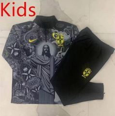 2024-2025 Brazil Black Kids/Youth Soccer Tracksuit-815