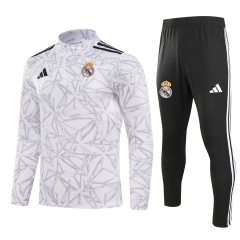 (S-3XL) 2024-2025 Real Madrid Gray&White Thailand Soccer Tracksuit-GDP