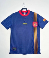Retro Version 1996 Spain Jacquard Cloth Away Royal Blue Thailand Soccer Jersey AAA-811