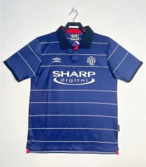 Retro Version 99-00 Manchester United Away Blue Thailand Soccer Jersey AAA-811