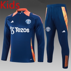 2024-2025 Manchester United Royal Blue Kids/Youth Soccer Tracksuit-815