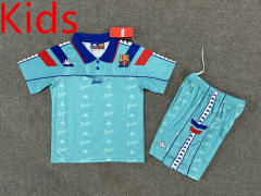 Retro Version 1992-1995 Barcelona Away Blue Kid/Youth Soccer Uniform-6748