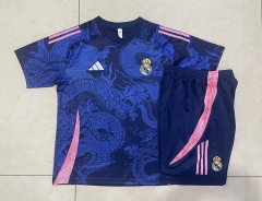 2024-2025 Real Madrid Royal Blue Short-Sleeve Thailand Soccer Tracksuit-815