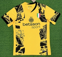(S-4XL) With Sponsor Logo 2024-2025 Inter Milan 2nd Away Yellow Thailand Soccer Jersey AAA-403