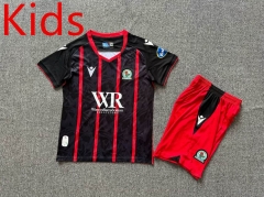 2024-2025 Blackburn Rovers Away Black Kids/Youth Soccer Uniform-7809