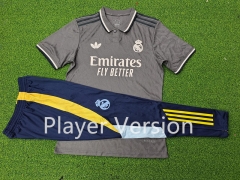 Version 2 Player Version 2024-2025 Real Madrid 2nd Away Gray Short-Sleeve Thailand Soccer Tracksuit-9926