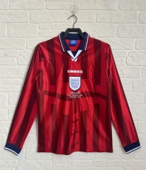 Retro Version 1998 England Away Red LS Thailand Soccer Jersey AAA-C2045