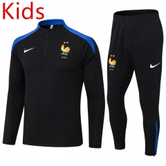 2024-2025 France Black Kids/Youth Soccer Tracksuit-411