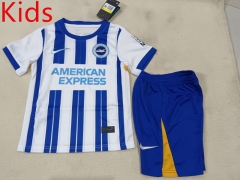 2024-2025 Brighton & Hove Albion Home Blue&White Kids/Youth Soccer Uniform-507