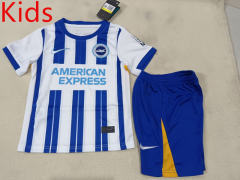 2024-2025 Brighton & Hove Albion Home Blue&White Kids/Youth Soccer Uniform-507