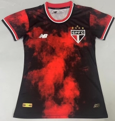 2024-2025 Sao Paulo Futebol 2nd Away Red&Black Thailand Women Soccer Jersey AAA-908