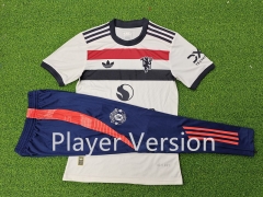 Player Version 2024-2025 Manchester United 2nd Away White Short-Sleeve Thailand Soccer Tracksuit-9926