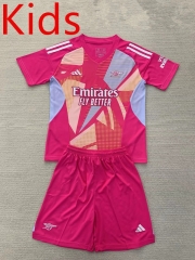 2024-2025 Arsenal Goalkeeper Pink&Red Kids/Youth  Soccer Uniform-AY