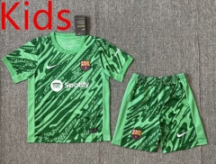2024-2025 Barcelona Goalkeeper Green Kid/Youth Soccer Uniform-3162