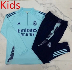 2024-2025 Real Madrid Light Green Kids/Youth Soccer Tracksuit-815