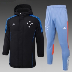 2024-2025 Cruzeiro EC Black Cotton Coat Uniform With Hat-815