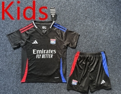 2024-2025 Olympique Lyonnais Away Black Kids/Youth Soccer Uniform-GB