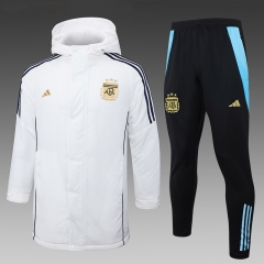 (Gold Logo) 2024-2025 Argentina White Cotton Coat Uniform With Hat-815