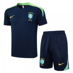 2024-2025 Brazil Up-cyan Short-sleeved Thailand Soccer Tracksuit-815