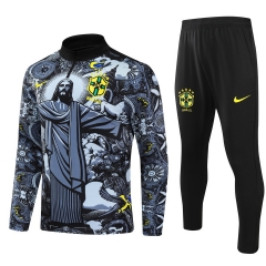 (S-3XL) 2024-2025 Brazil Black Thailand Soccer Tracksuit-GDP