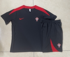 2024-2025 Portugal Black Short-Sleeved Thailand Soccer Tracksuit-815