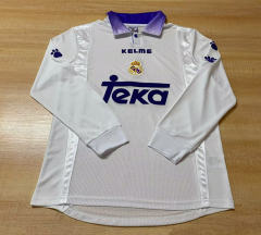 Retro Version 97-98 Real Madrid Home White LS Thailand Soccer Jersey AAA-6895