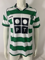 Retro Version 01-02 Sporting Clube de Portugal Home White&Green Thailand Soccer Jersey AAA-503