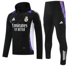 2024-2025 Real Madrid Black&Purple Thailand Soccer Tracksuit With Hat-418