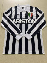 Retro Version 84-85 Juventus Home Black&White LS Thailand Soccer Jersey AAA-6895