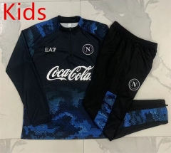 2024-2025 Napoli Ink Jet Black&Blue Kids/Youth Soccer Tracksuit-815