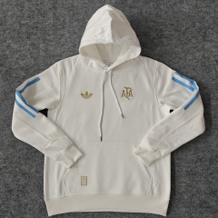 50th Anniversary Edition Argentina White Thailand Soccer Tracksuit Top With Hat-LH