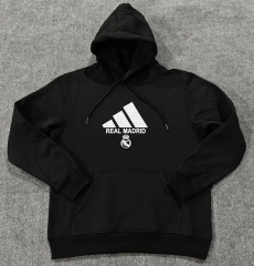 2024-2025 Real Madrid Black Thailand Soccer Tracksuit Top With Hat-LH