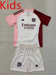 2024-2025 Olympique Lyonnais 2nd Away White Kids/Youth Soccer Uniform-AY