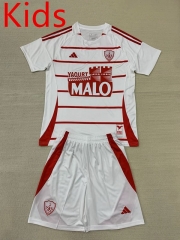 2024-2025 Stade Brestois 29 Away White Kid/Youth Soccer Uniform-AY
