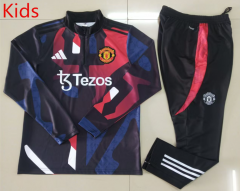 2024-2025 Manchester United Red&Blue&Black Kids/Youth Soccer Tracksuit-GDP