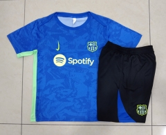 2024-2025 Barcelona Ink Jet Camouflage Blue Short-sleeved Thailand Soccer Tracksuit-815
