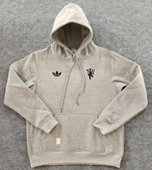 2024-2025 Manchester United Gray Thailand Soccer Tracksuit Top With Hat-CS