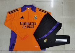 2024-2025 Real Madrid Orange Thailand Soccer Tracksuit-815