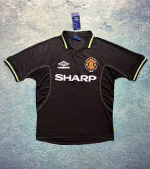 Retro Version 98-99 Manchester United Away Black Thailand Soccer Jersey AAA-6590