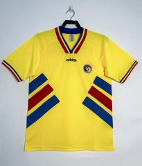 Retro Version 1994 Romania Home Yellow Thailand Soccer Jersey AAA-811