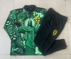 2024-2025 Brazil Ink Jet Green Thailand Soccer Tracksuit-815