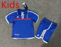 Retro Version 2000 France Home Blue Kids/Youth Soccer Uniform-6748