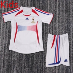Retro Version 2006 France Away White Kids/Youth Soccer Uniform-6748