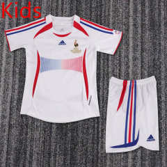 Retro Version 2006 France Away White Kids/Youth Soccer Uniform-6748