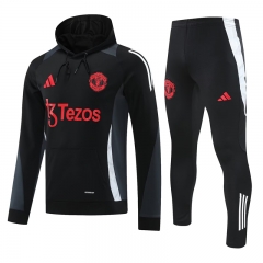 2024-2025 Manchester United Black&Gray Thailand Soccer Tracksuit With Hat-418